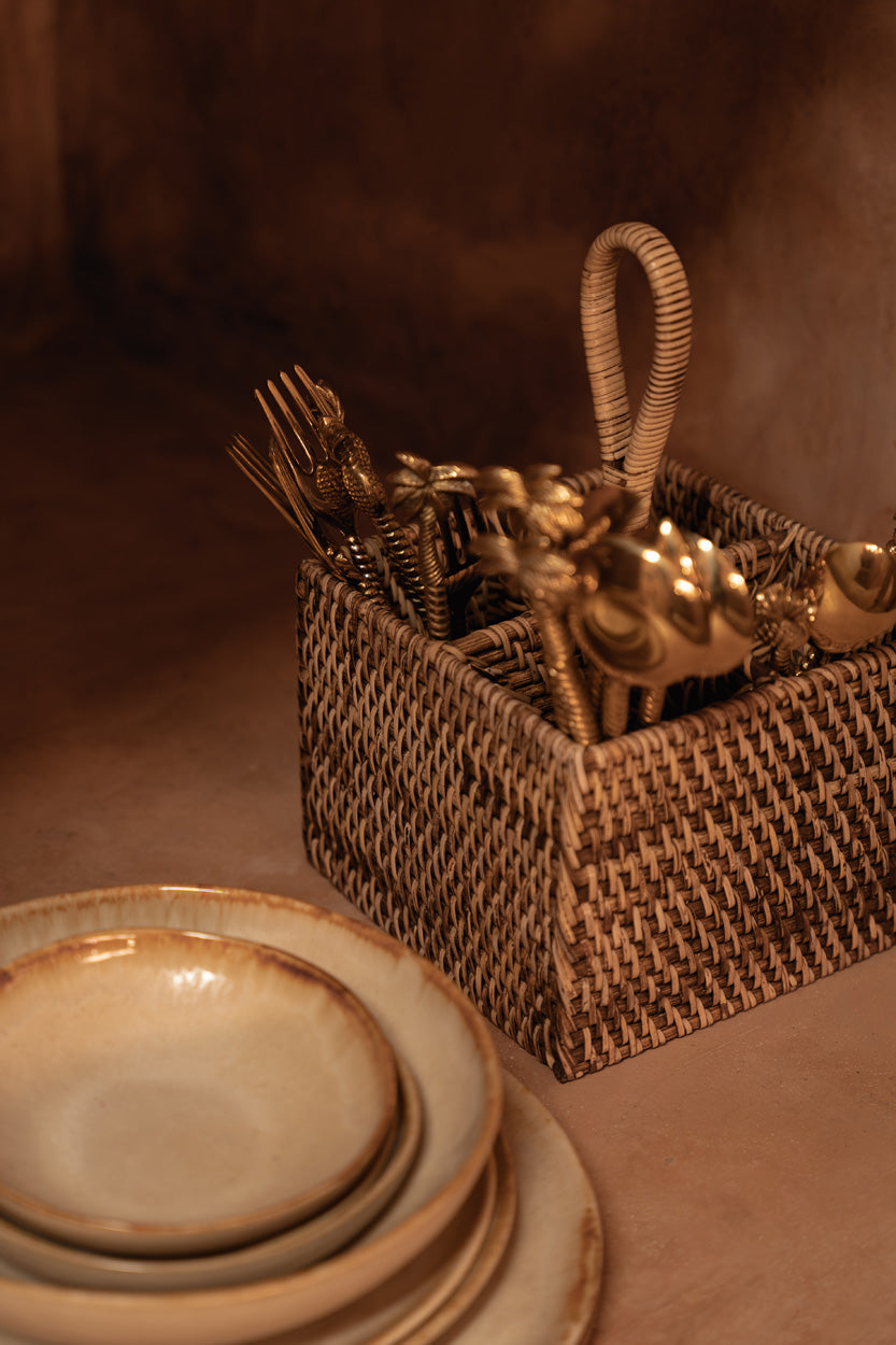 The Rattan Cutlery Caddy N°4 - Natural Brown
